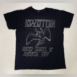 Led Zeppelin USA 1977 Tour Graphic T-shirt Men Large Black Short Sleeve Music